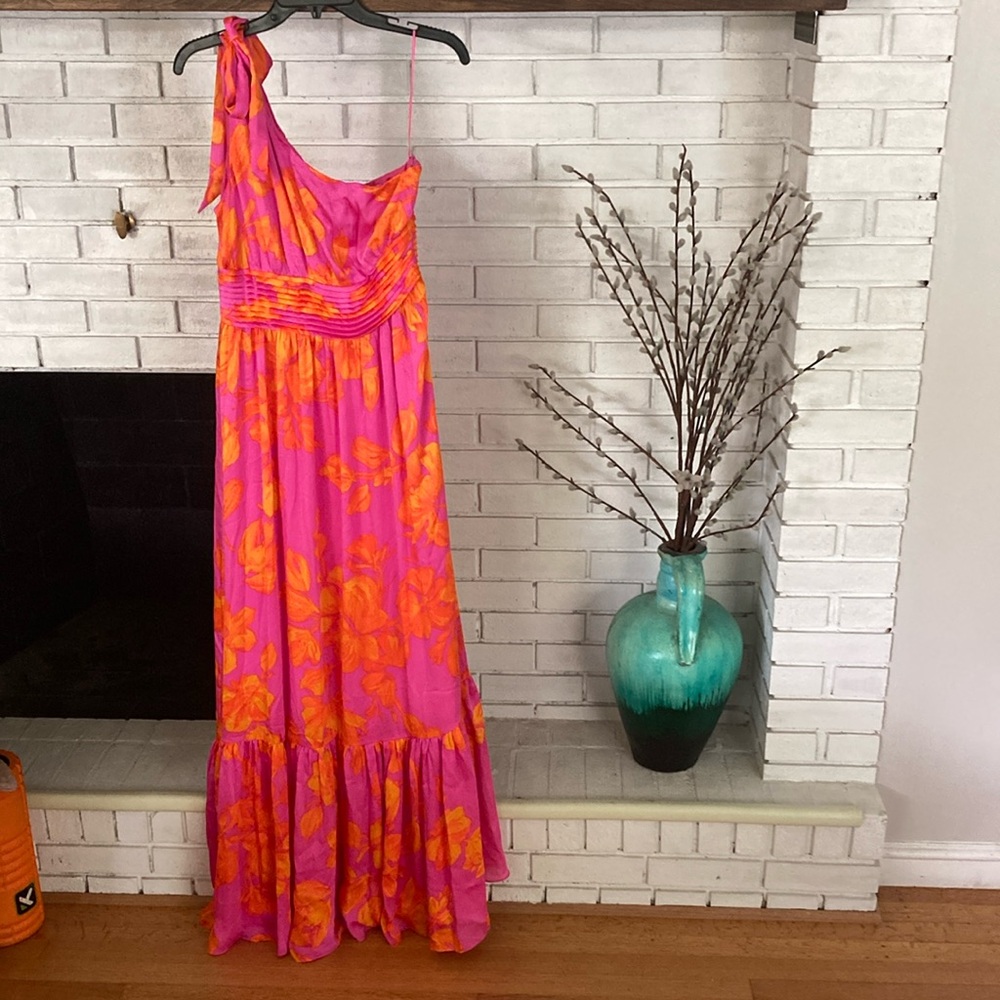 Sugarlips Pink and Orange One Shoulder Sundress